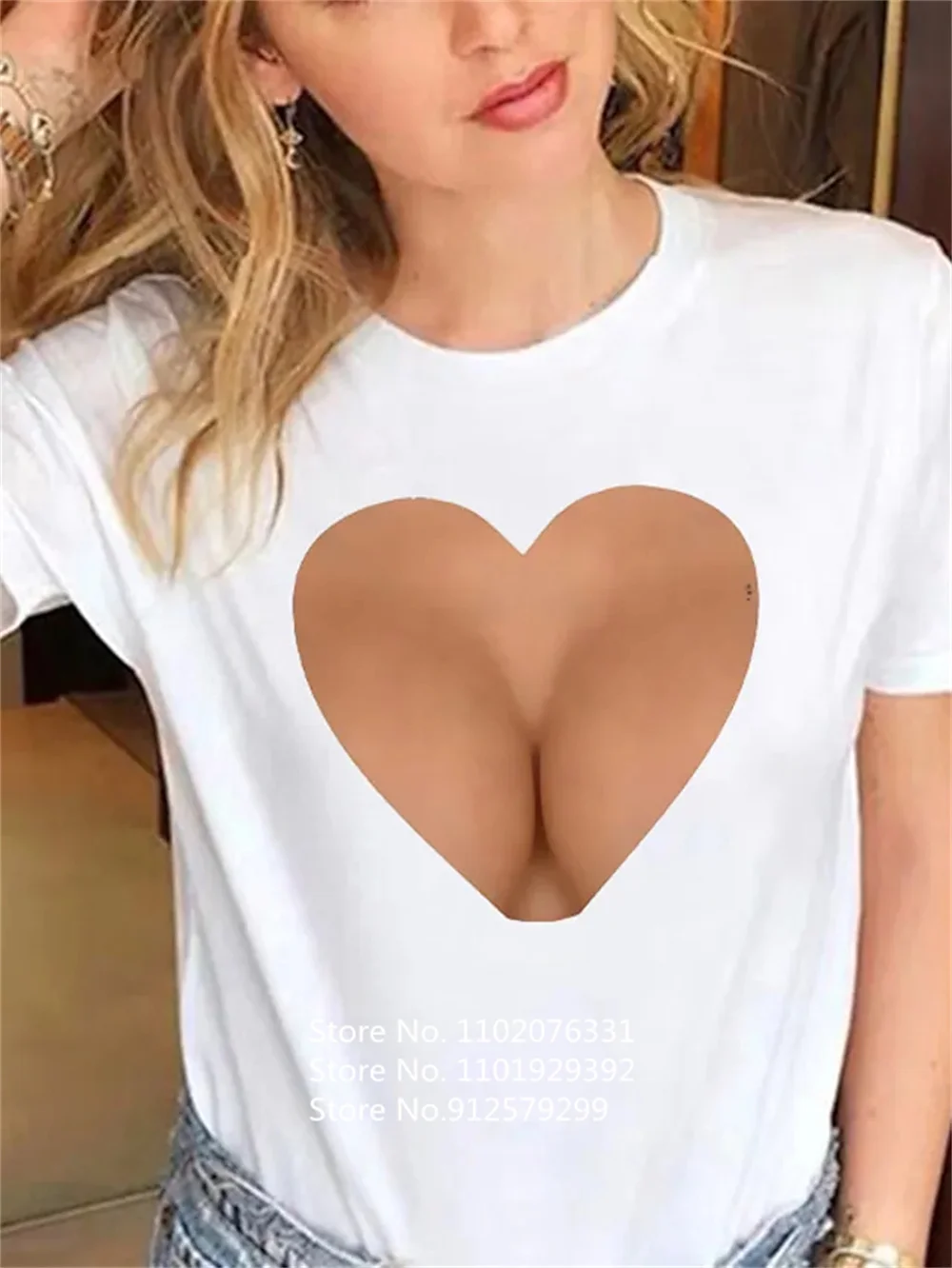 2023 Fashion Blouses Women T-Shirts Sexy Ladies Breast 3d Print T Shirt Summer Casual Girls Kawaii Female T Shirt