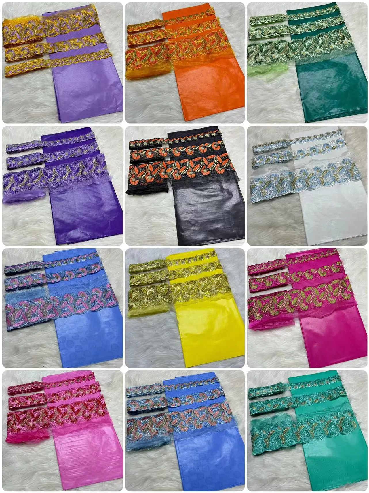 

New Fashion 5yards Bazin Rich Fabric with 15yards Embroiered Lace Trims for Women Dress Bazin Material For Fashion Dresses