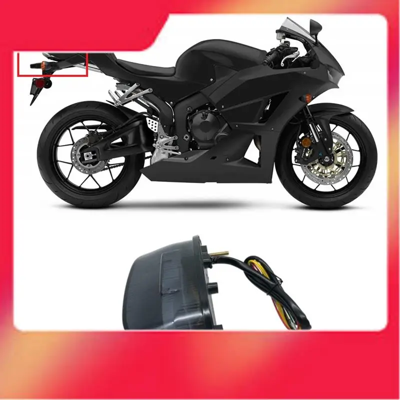 

Motorcycle Rear Tail Light Brake Turn Signals Integrated LED Light For Honda CBR600RR F5 2013-2023 Parts Black-M54K