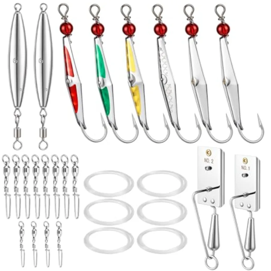 

Saltwater Trolling Kit Ready to Fish Fishing Kit with Lures Trolling Sinkers and Planers for Spanish Mackerel Bluefish Bonito T