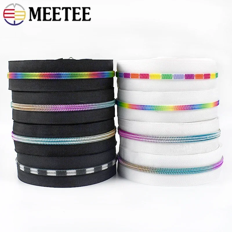 1-10M Meetee 5# Nylon Zippers Coil Plastic Zipper Tapes By The Meter Sewing Zips for Clothes Repair Kit Replacement Accessories