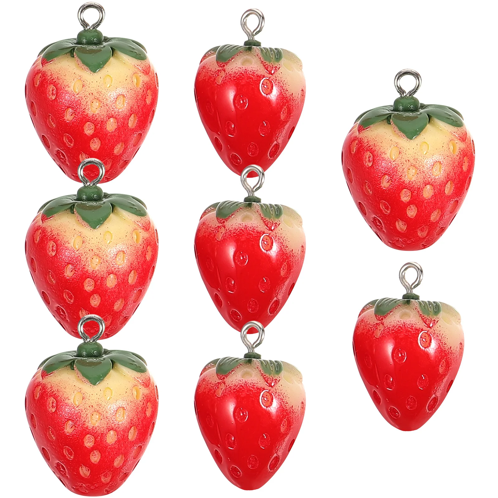 

8pcs Strawberry Accessories 4 Large 4 Small Resin DIY Jewelry Charm Beads Necklace Earrings Bag Ornaments Pendant