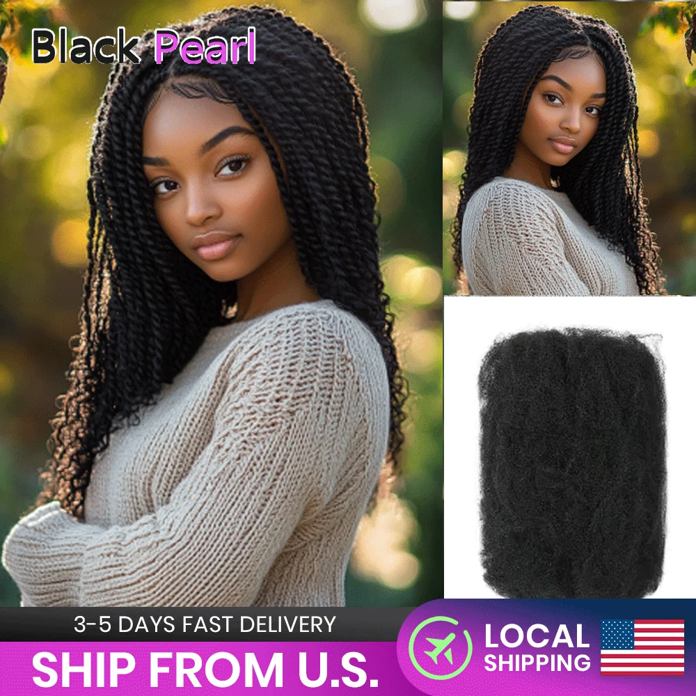 

Peruvian Afro Kinky Curly Human Hair Bundles Bulk 100% Remy No Shedding For Braiding Natural Hair Extensions Fast US Shipping