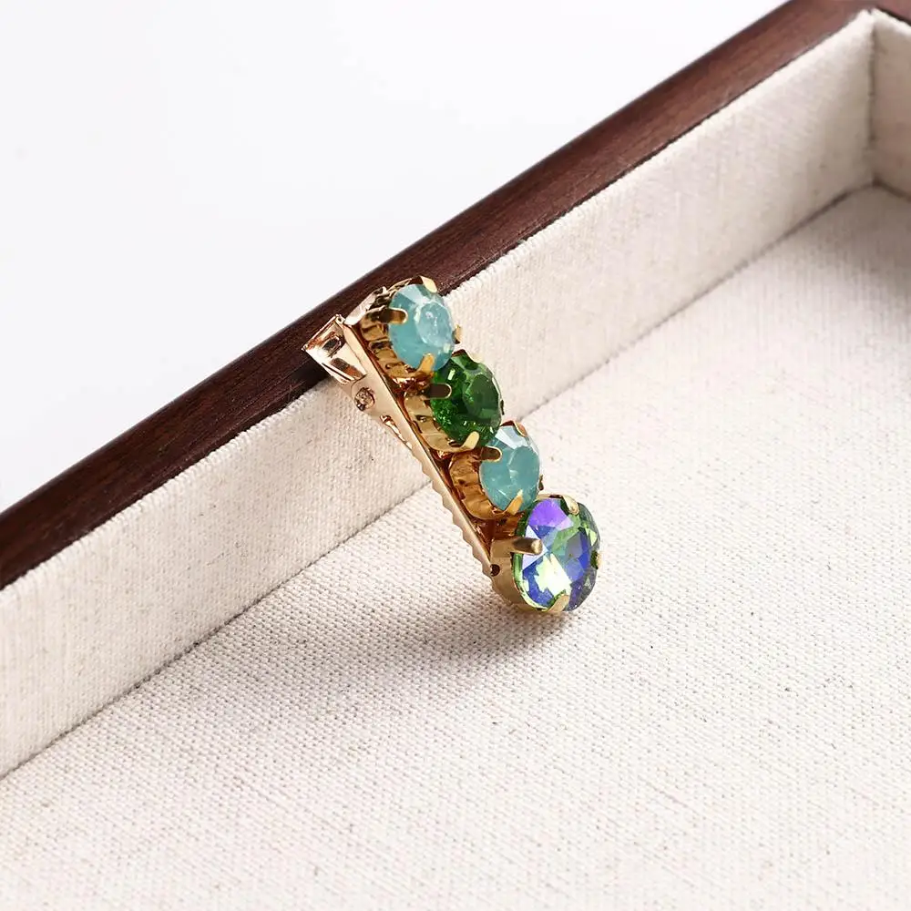 المشابك الصغيرة فتاة مشبك شعر جوهرة ملونة حجر الراين دبوس الشعر الإناث إكسسوارات الشعر الكورية نمط أغطية الرأس الخرز مشبك شعر #4