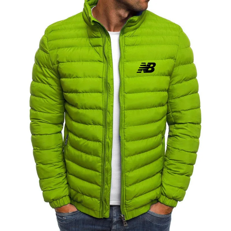 Chaqueta de algodón con cuello levantado para hombre, abrigo informal cálido con logotipo original coreano para ciclismo al aire