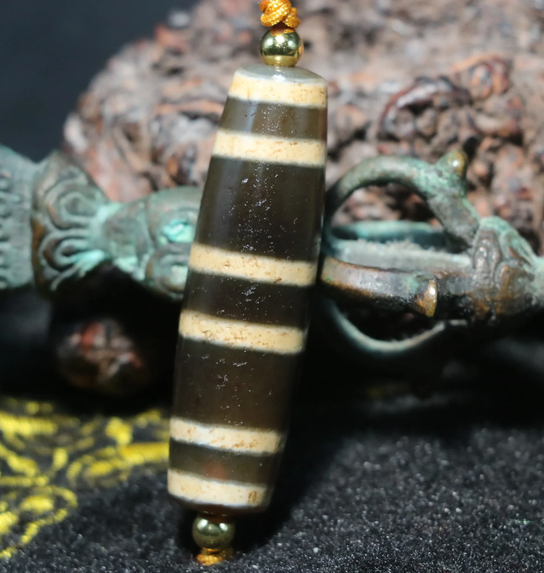 5A Magic Energy Tibetan Old Agate 6 Stripes Healer Medicine DZi Bead Pendant Amulet Timestown Treasure Jewelry UPD240314c3