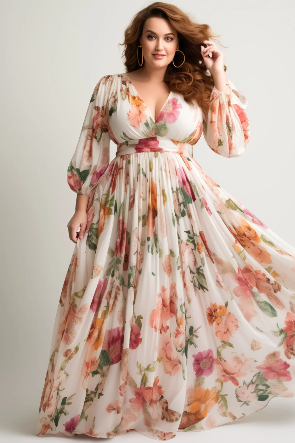 

Plus Size Formal Blue Elegant Floral Round Neck Cap Sleeve Short Sleeve See Through Organza Maxi Dresses