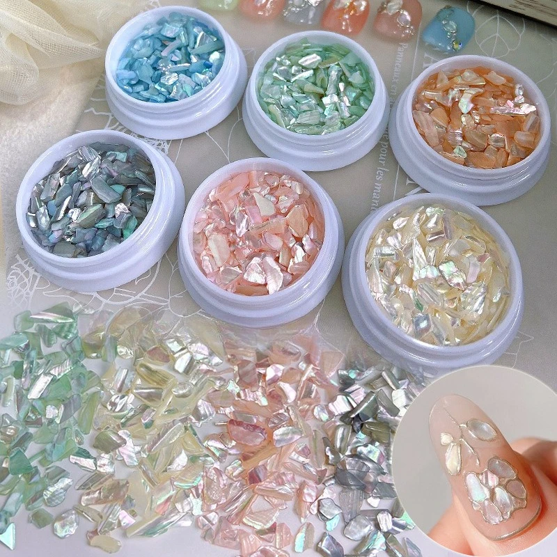 1Pc high-gloss iridescent natural abalone shell irregular fragments, trendy sea shell flakes for nail art decorative patches