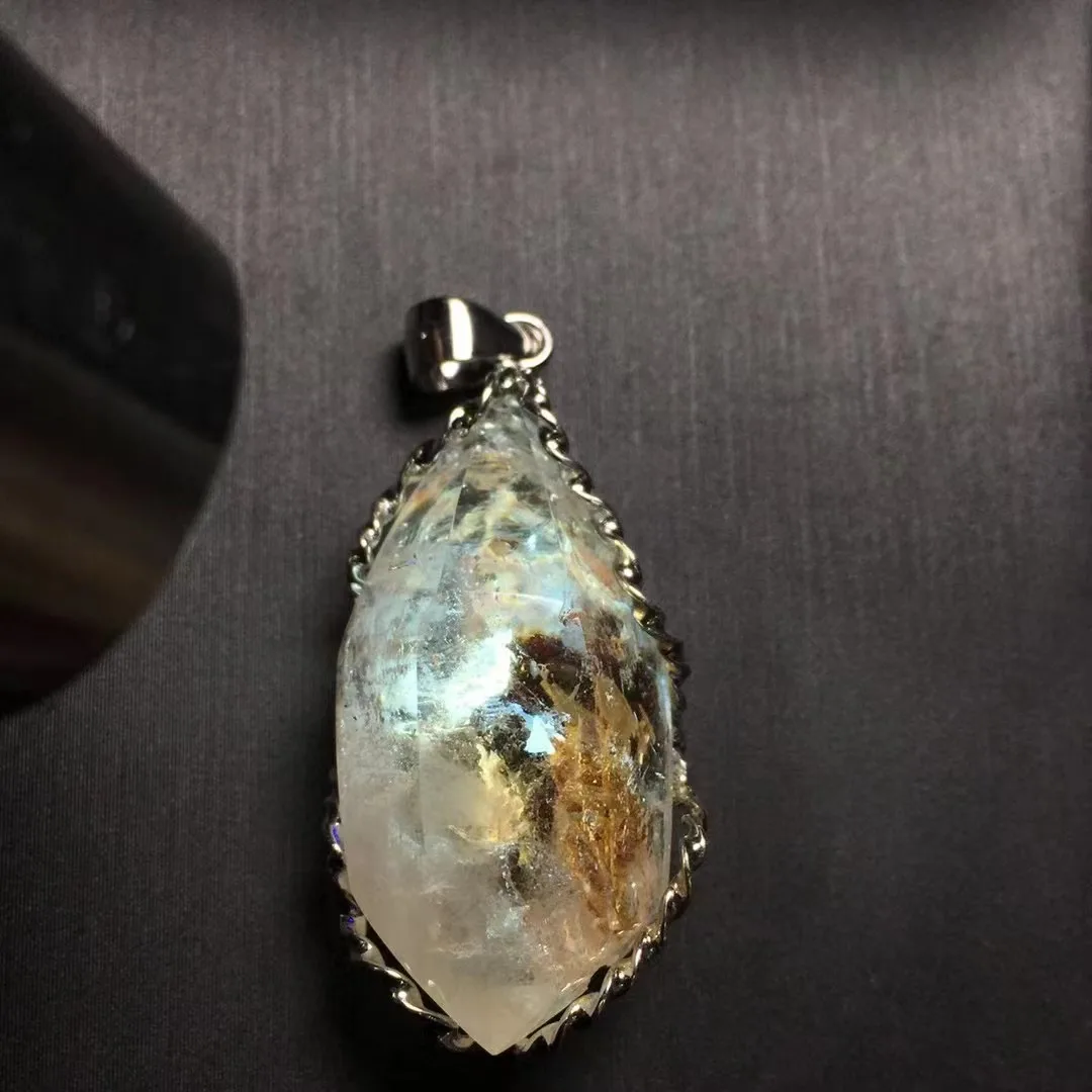 Unit One Piece 925 Silver With Wholesale Natural Oil Gall Herkimer Diamond Crystal Healing Pendant