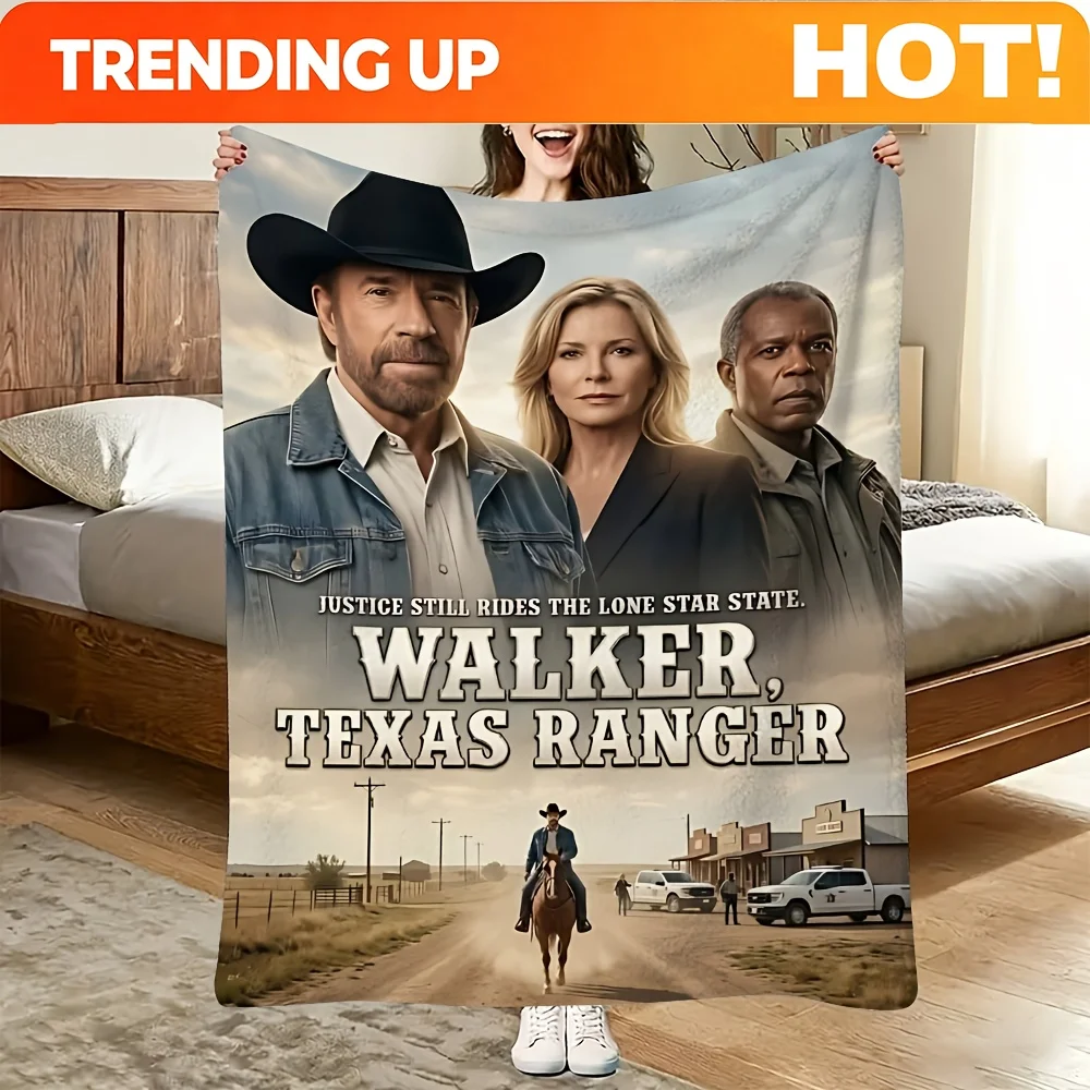 Customize 2D Crime Western TV Series W-Walker Texas Ranger Seasons Drama 1pc Printed Flannel Blanket, Suitable for All Seasons,
