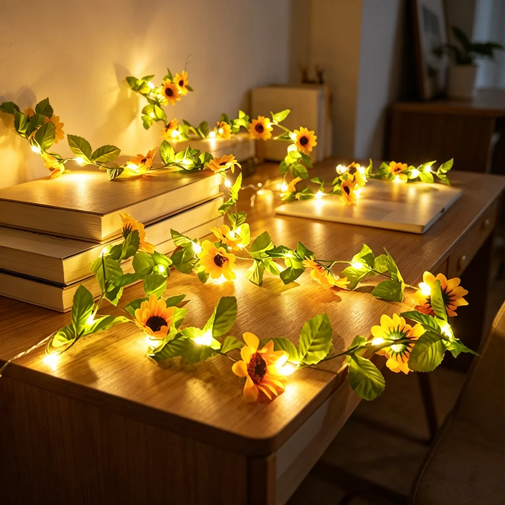 

Artificial Vine Fairy Lights for Wedding Christmas Tree Battery Powered Home Decor Garland Light Flower Green Leaf String Lights