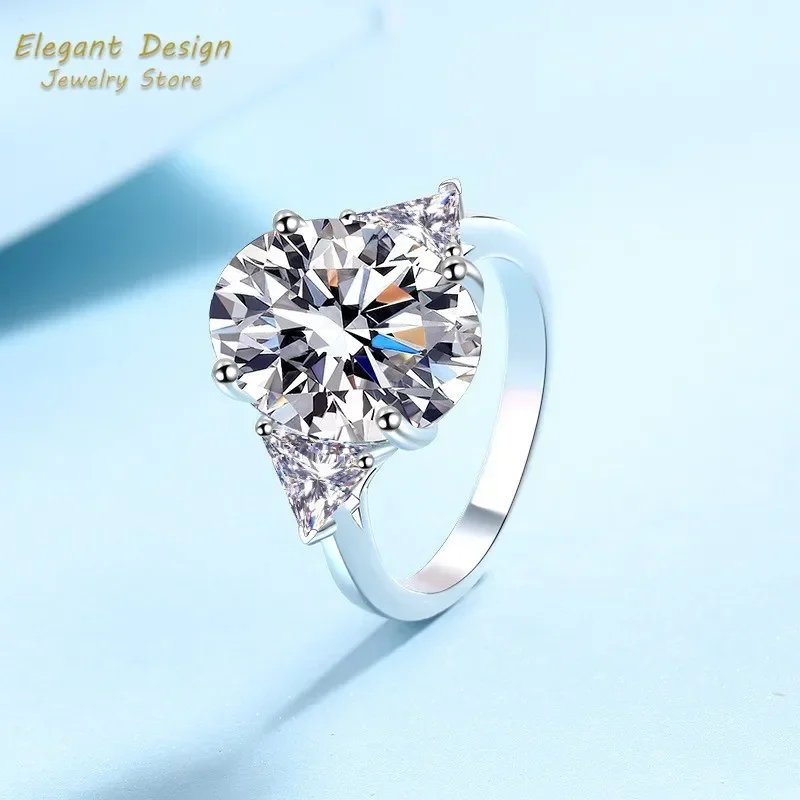 

Extra Large Moissanite 9 Carat Ring for Women Egg Shaped Triangle Diamond Elegant Luxurious Exquisite Platinum Pt950 Rings Gifts