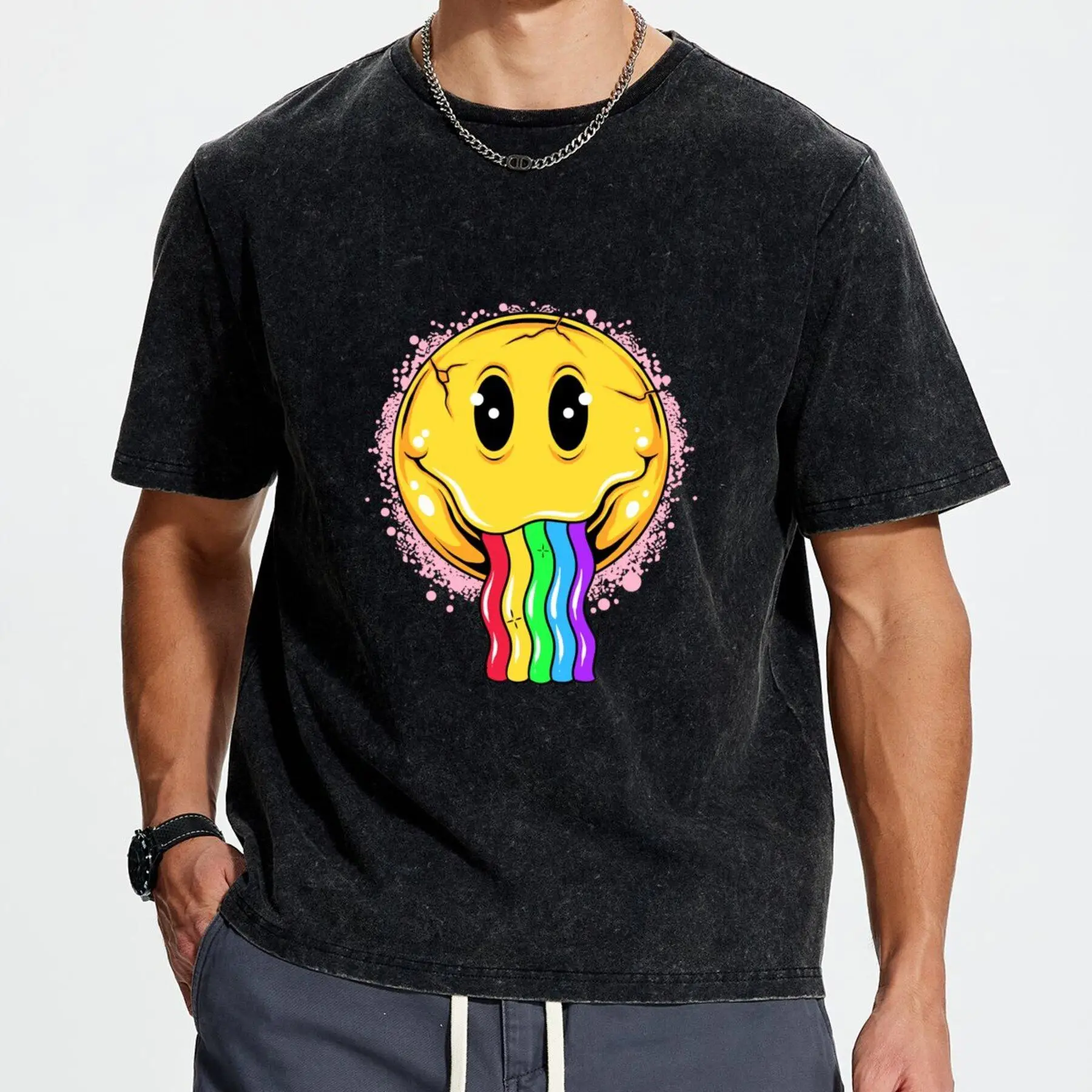 

Men's New T-Shirt 0373 Rainbow Noodles Comfortable Casual Wear