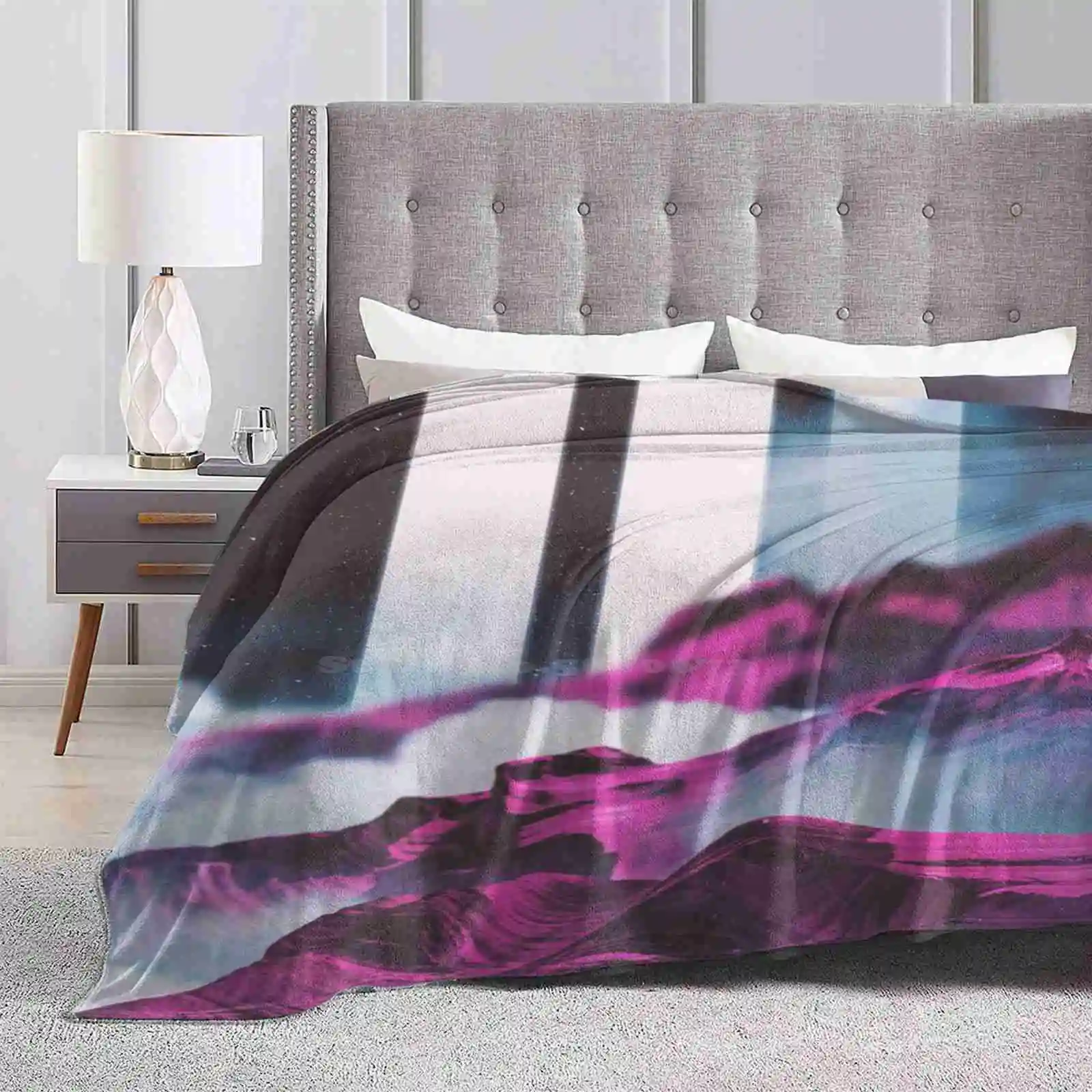 Ter Latest Super Soft Warm Light Thin Blanket Abstract Retro Colorful Sand Distortion Alien Landscape Dunes Cool Pop Vivid