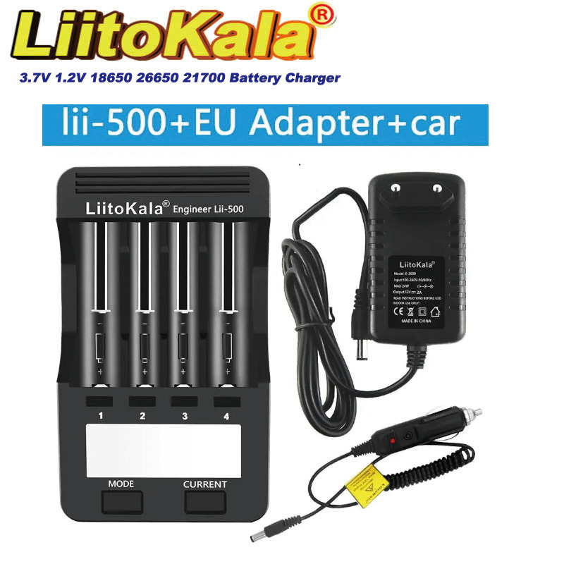  LiitoKala Battery Charge Lii-500 LCD for 18650 26650 16340 18350 3.7V 1.2V 18650+US/EU plug adapter 