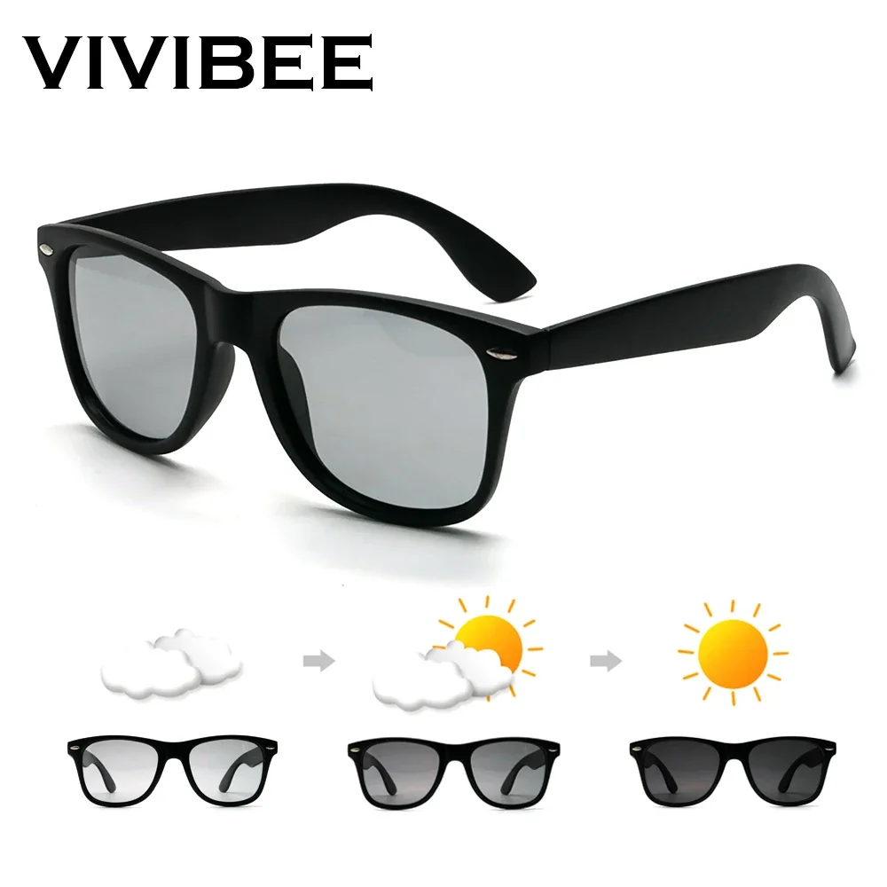 VIVIBEE Classic Deisign Square Polarized Men Driving Sunglasses Photochromic Polar Sun Glasses 2025 Trending High Quality Shades