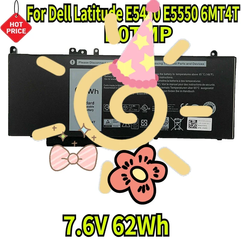 

7.6V 62Wh New R0TMP Laptop Battery for Dell Latitude E5450 E5550 6MT4T E5570 E5270 E5470