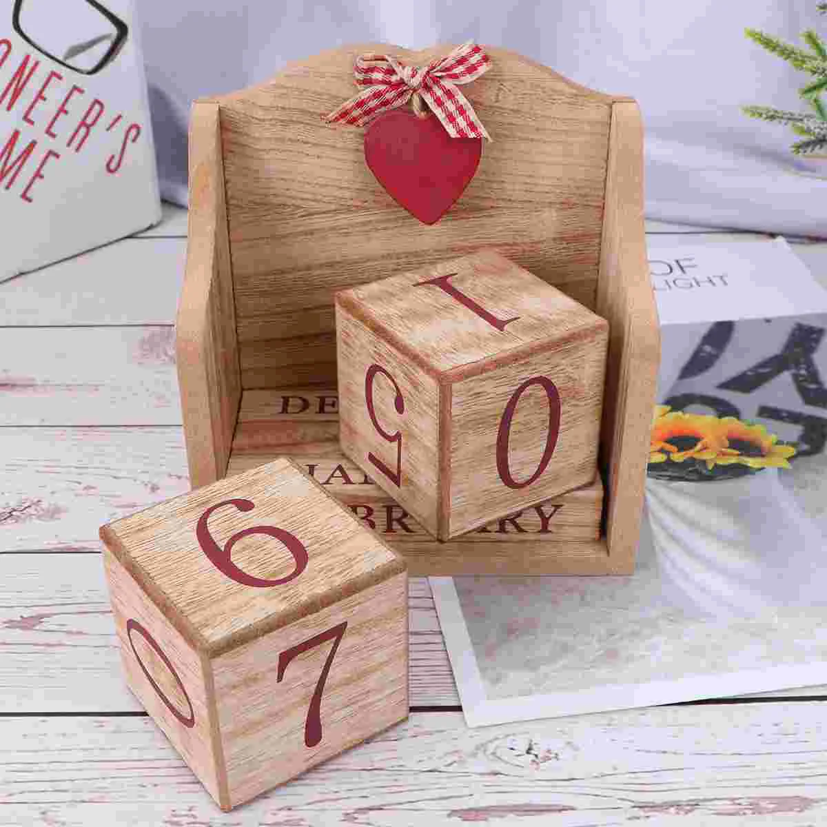 1Pc Creative Wooden Calendar Ornament European Rural Style Perpetual Calendar Adornment Photography Props Household Decoration