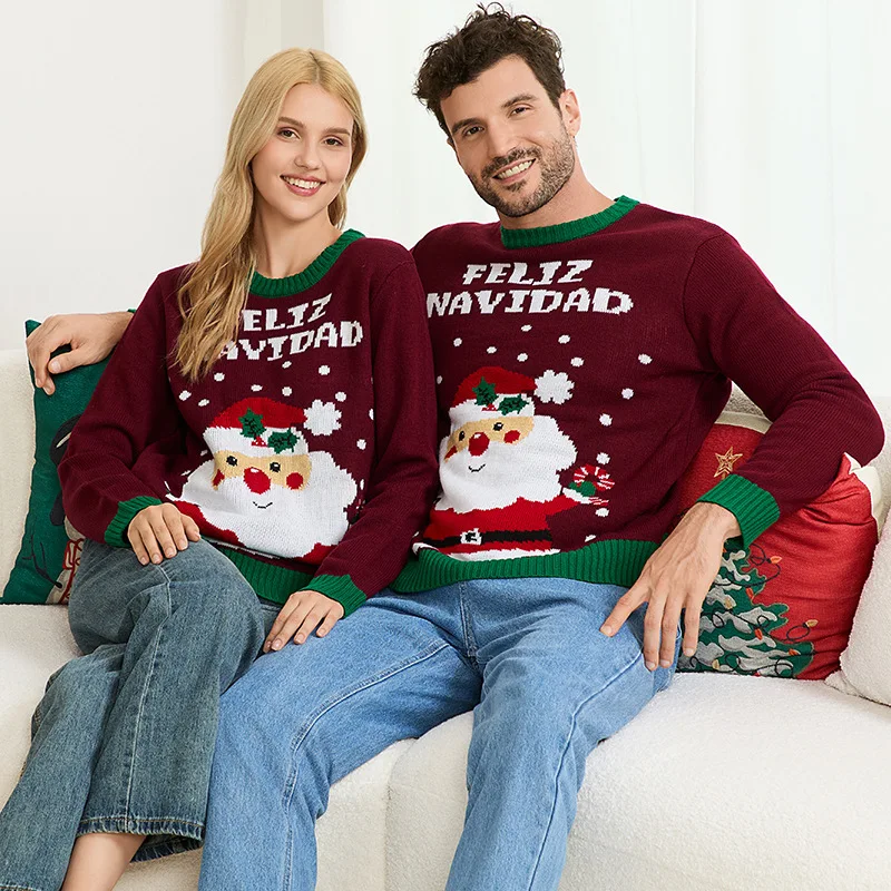 Women Santa Claus Cute Round Neck Long Sleeve Versatile Holiday Outing Sweater Womens Clothes Maglione Da Donna Roupas Femininas