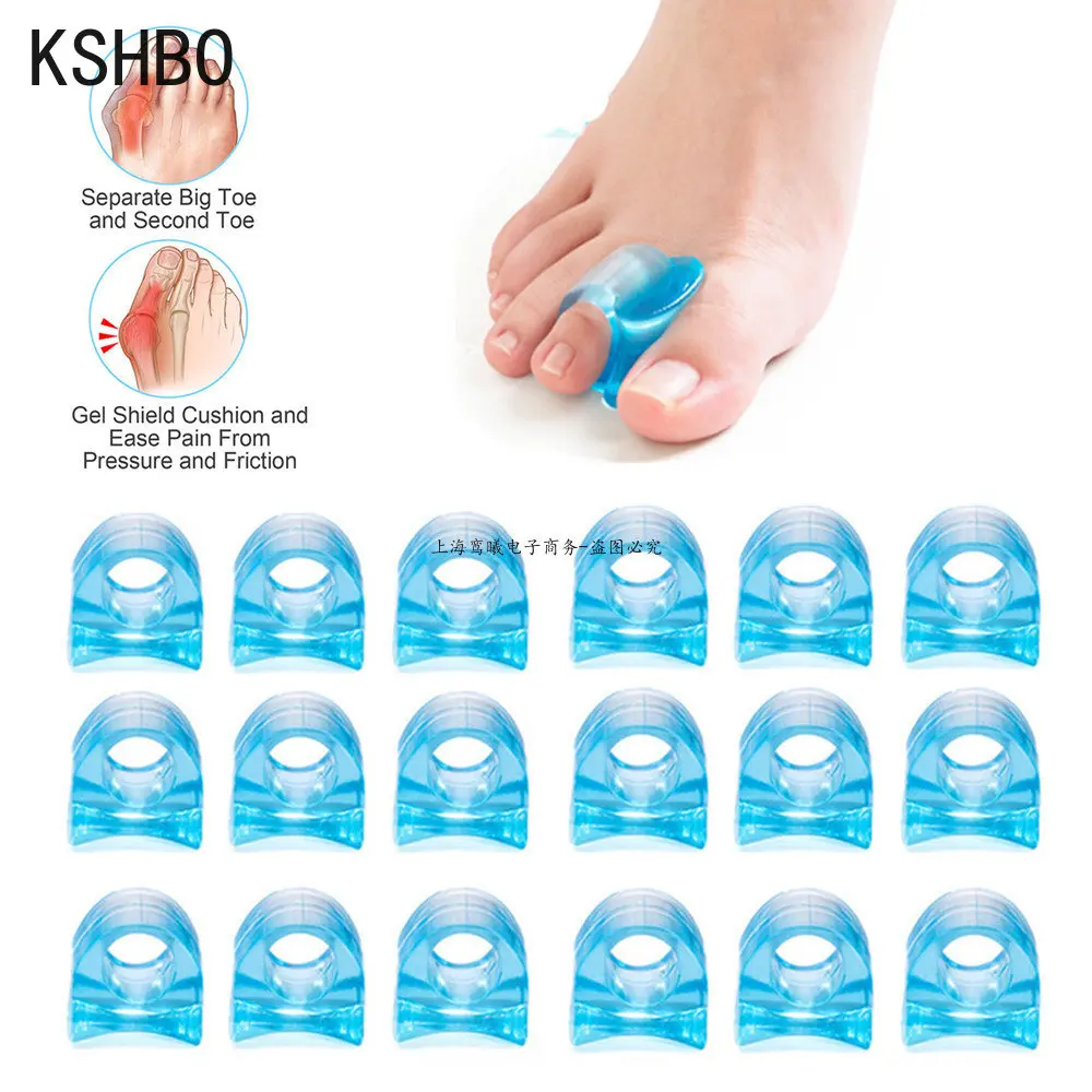 

New 16pcs Blue / White Soft Silicone Gel Toe Separator Hallux Valgus Bunion Spacers Thumb Corrector Best Selling Foot Care Tool