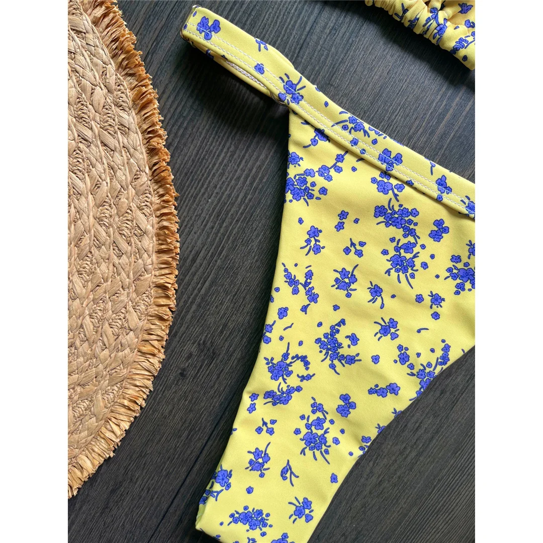 2026 Blumenmuster Neckholder-Bikini Damen-Badeanzug Zweiteiliger Bikini-Set mit Polsterung Badebekleidung Badeanzug V8470 – Detail 8