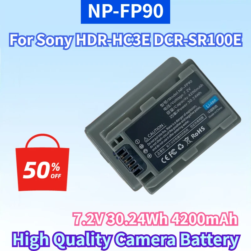 NP-FP90 7.2V 30.24Wh 4200mAh Rechargeable Battery for Sony HDR-HC3E DCR-SR100E DCR-SR90E DCR-SR80E High Quality Camera Battery
