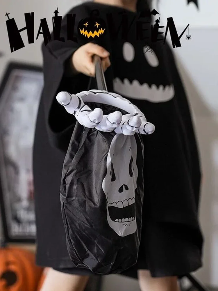 1-2 Stück gruselige Halloween-Süßigkeitentasche, Trick-or-Treat-Tasche, Partyzubehör, Dekoration für Haus, Garten, Veranda, drinnen und draußen