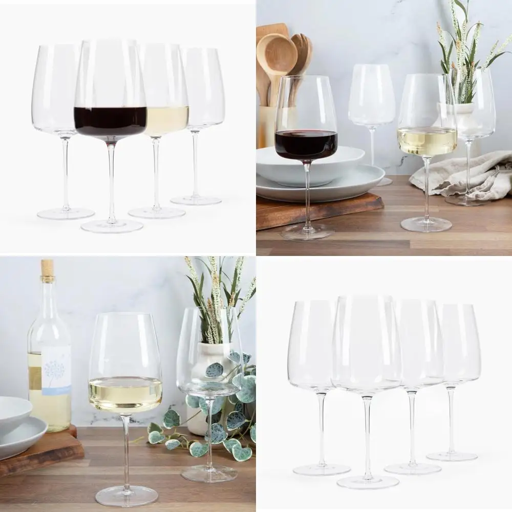 

Большие бокалы для вина без ножек, набор из 4 штук, идеально подходят для красных и белых вина, элегантные универсальные стаканы для питья для повседневного использования.