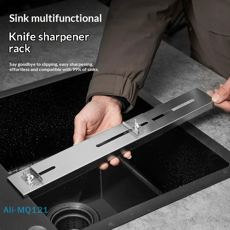 

Stainless Steel Sink Sharpening Stone Holder Retractable Whetstone Base Adjustable Sink Whetstone Grinder Rack Kitchen Gadgets