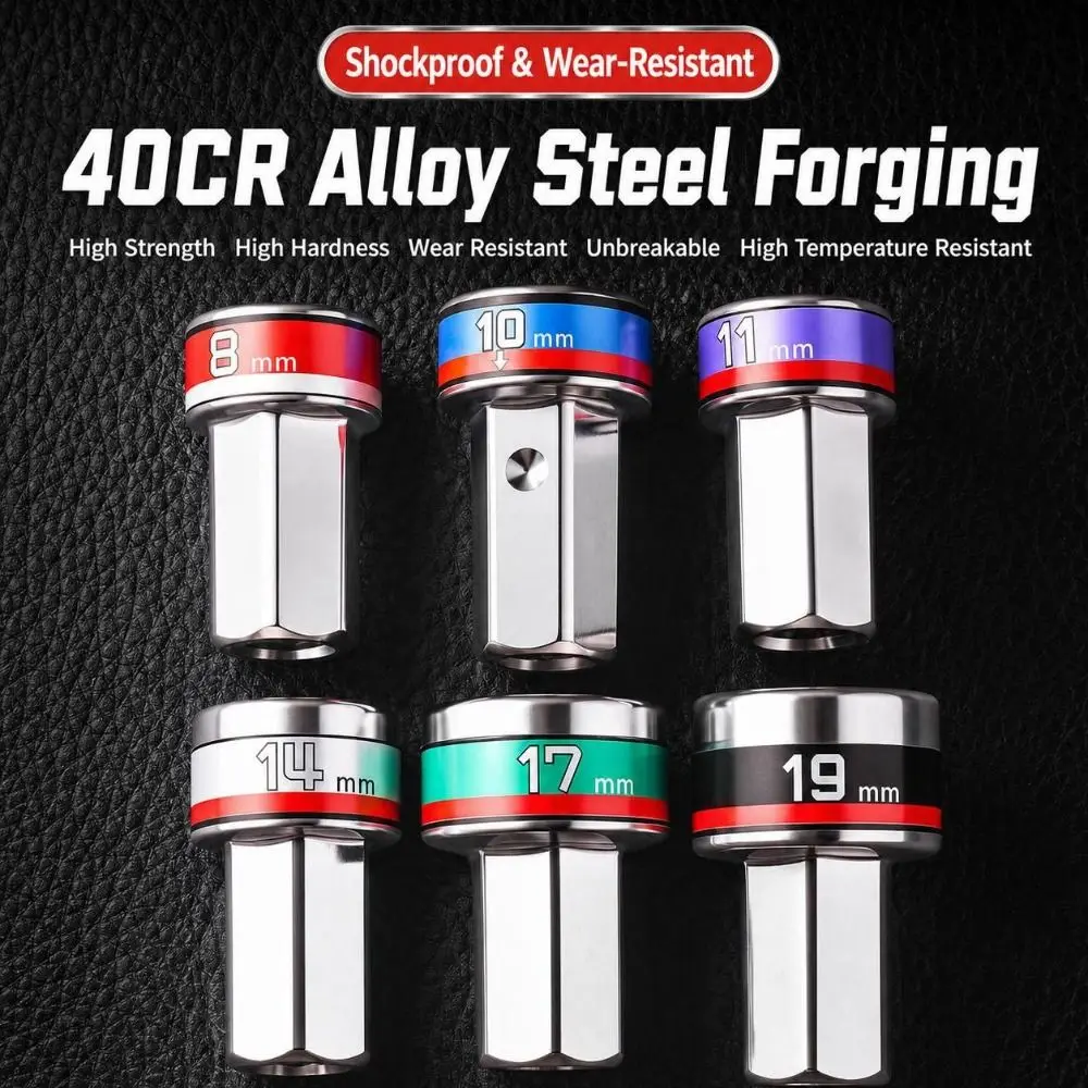 360 Degree Swivel Swivel Socket Adapter Flexible Wobble Joint Hex Shank Universal Socket Converter Metal Ratchet Wrench Socket