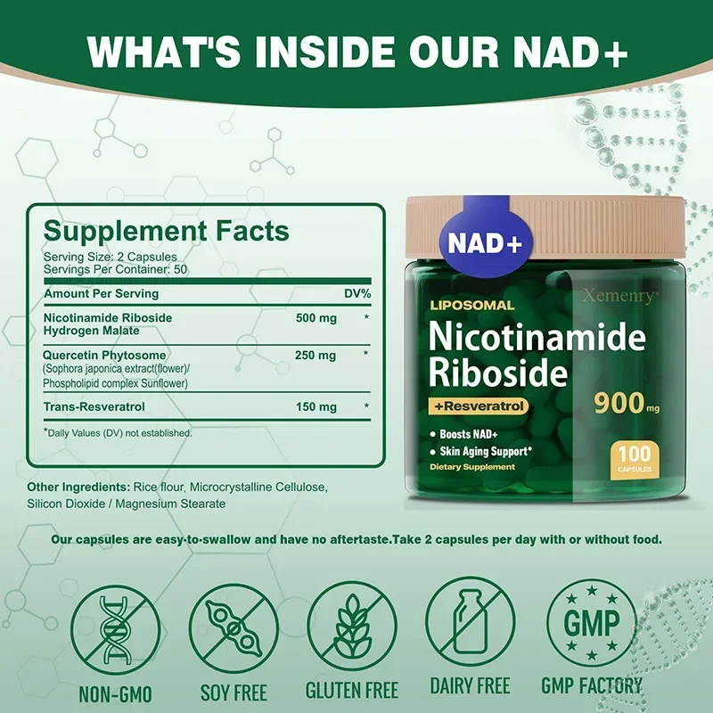 NAD+ Supplement - Anti-aging, Prolong Life, Improve Hair Loss, Promote Metabolism, Relieve Nerve Degeneration, Repair DNA Damage