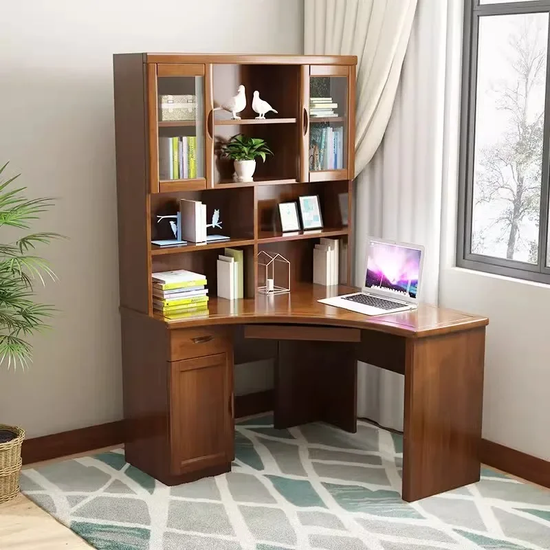 

#c Modern Style Full Wooden MDF Desk Bookstore Bookcase Computer Table