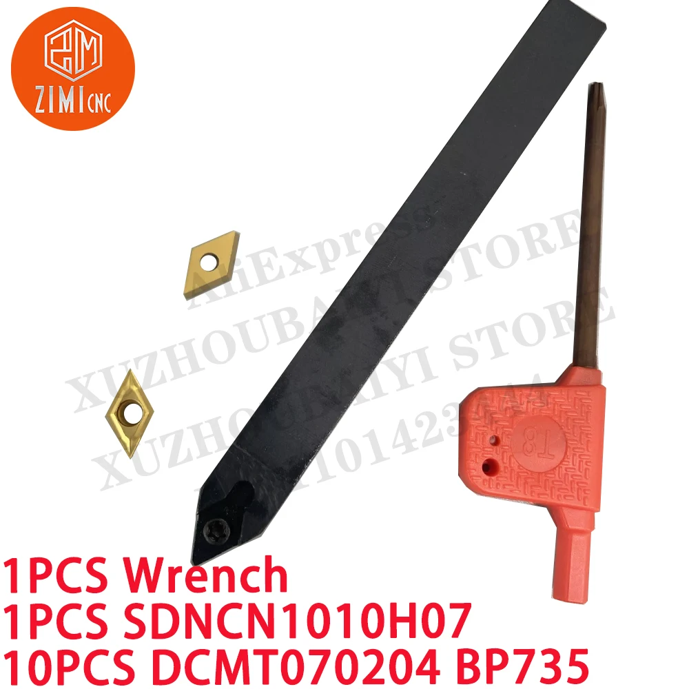 1 PCS SDNCN1010H07 Pemegang Alat Putar 10x100mm + 10 PCS DCMT070204 BP735 Sisipan Karbida CNC Mesin Bubut Logam Mekanik Alat Pemotong