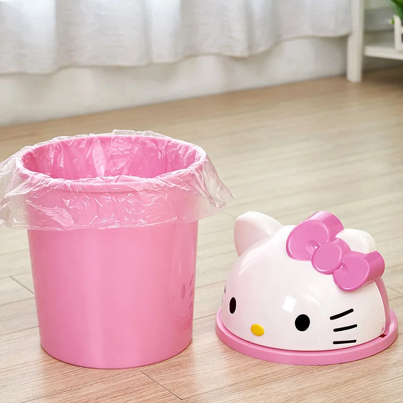 Sanrio keranjang sampah Hello Kitty, tempat sampah Binsanrio Kawaii untuk ruang tamu kamar tidur