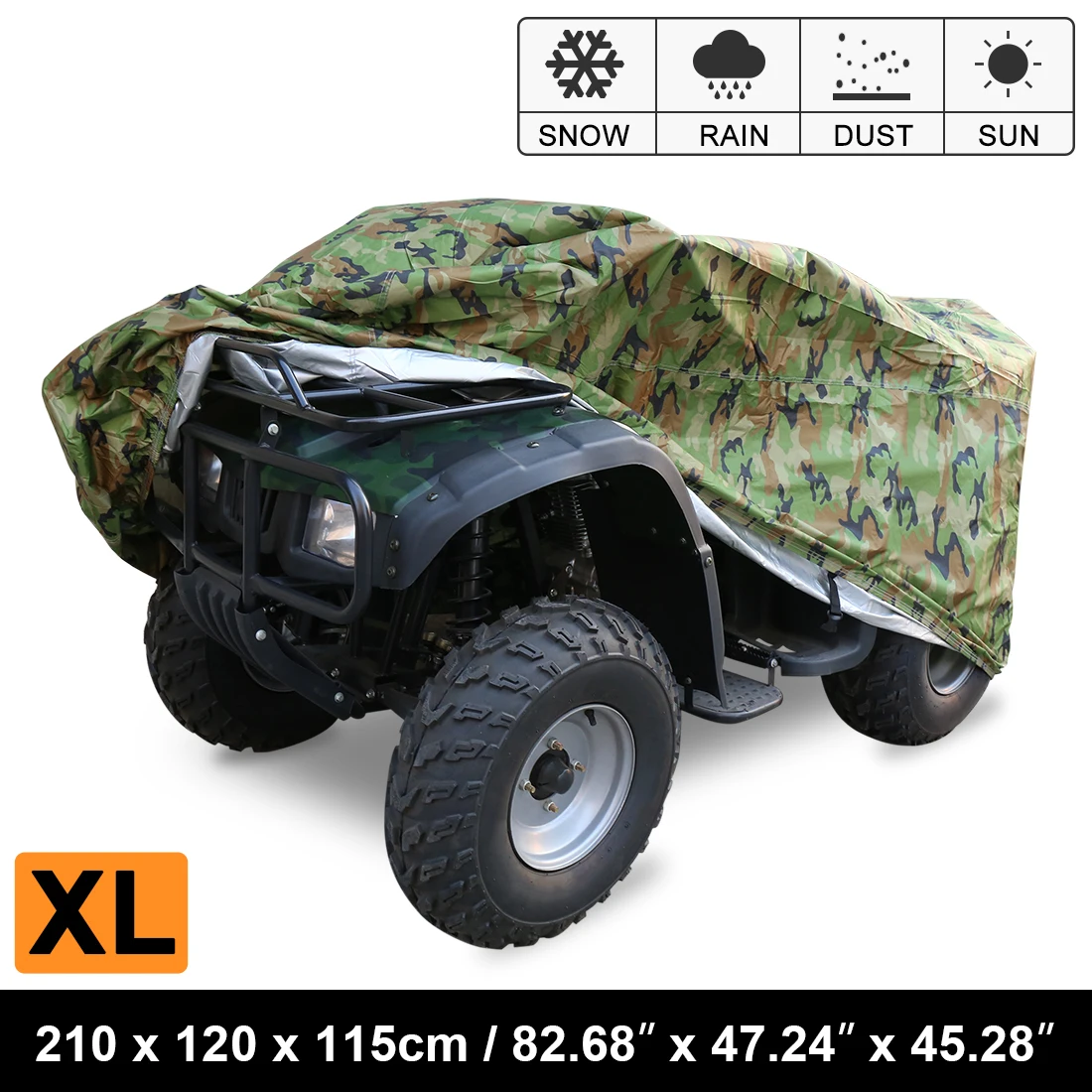 

Motoforti XL 630g Waterproof Universal ATV Cover Camouflage Quad Protector w/ anti-UV Coat
