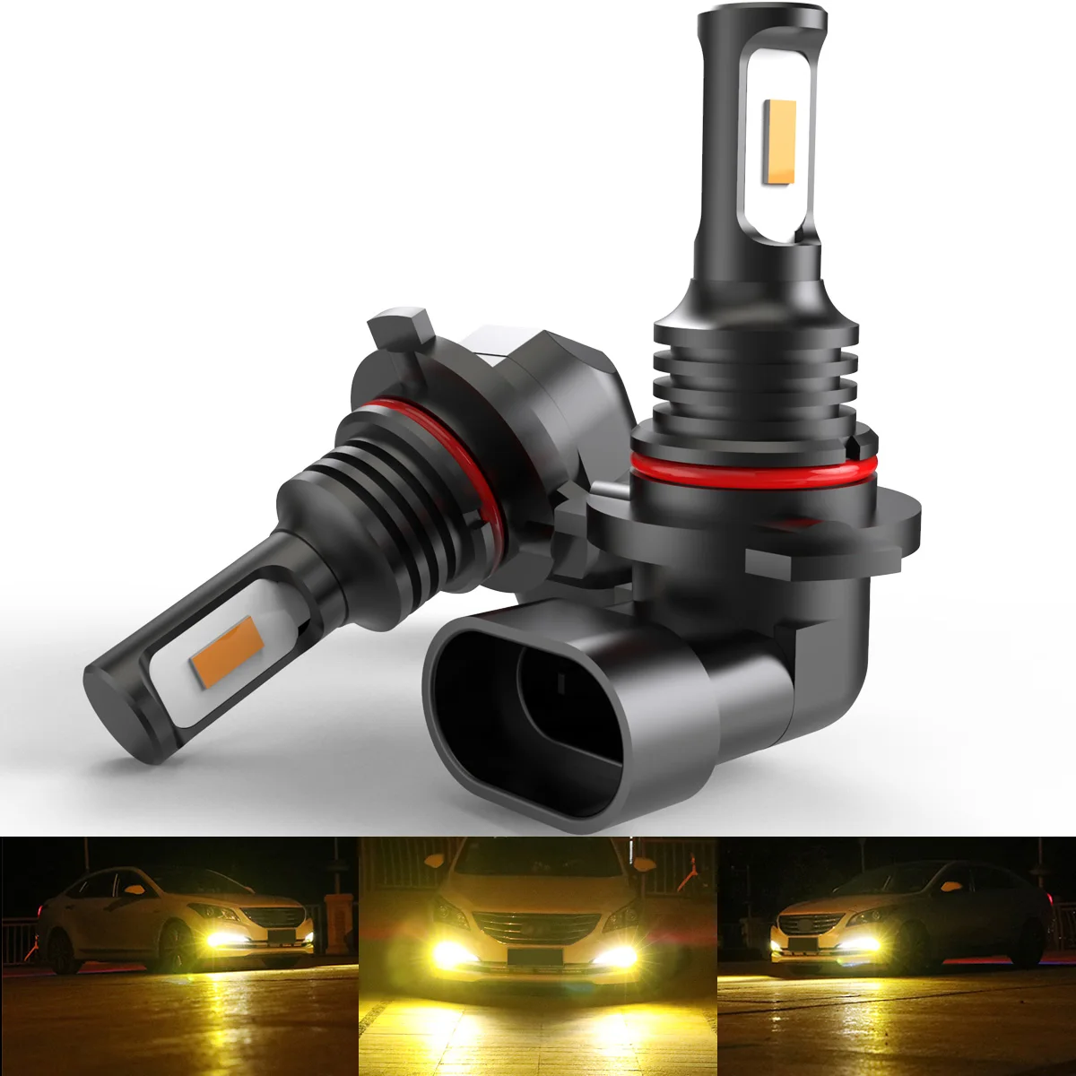 2x 2000LM 9006 HB4 LED Bulb Fog Lights Canbus No Error 6500K White 3000K Golden DRL Daytime Running Car Lamp 12V Low Beam Bulb