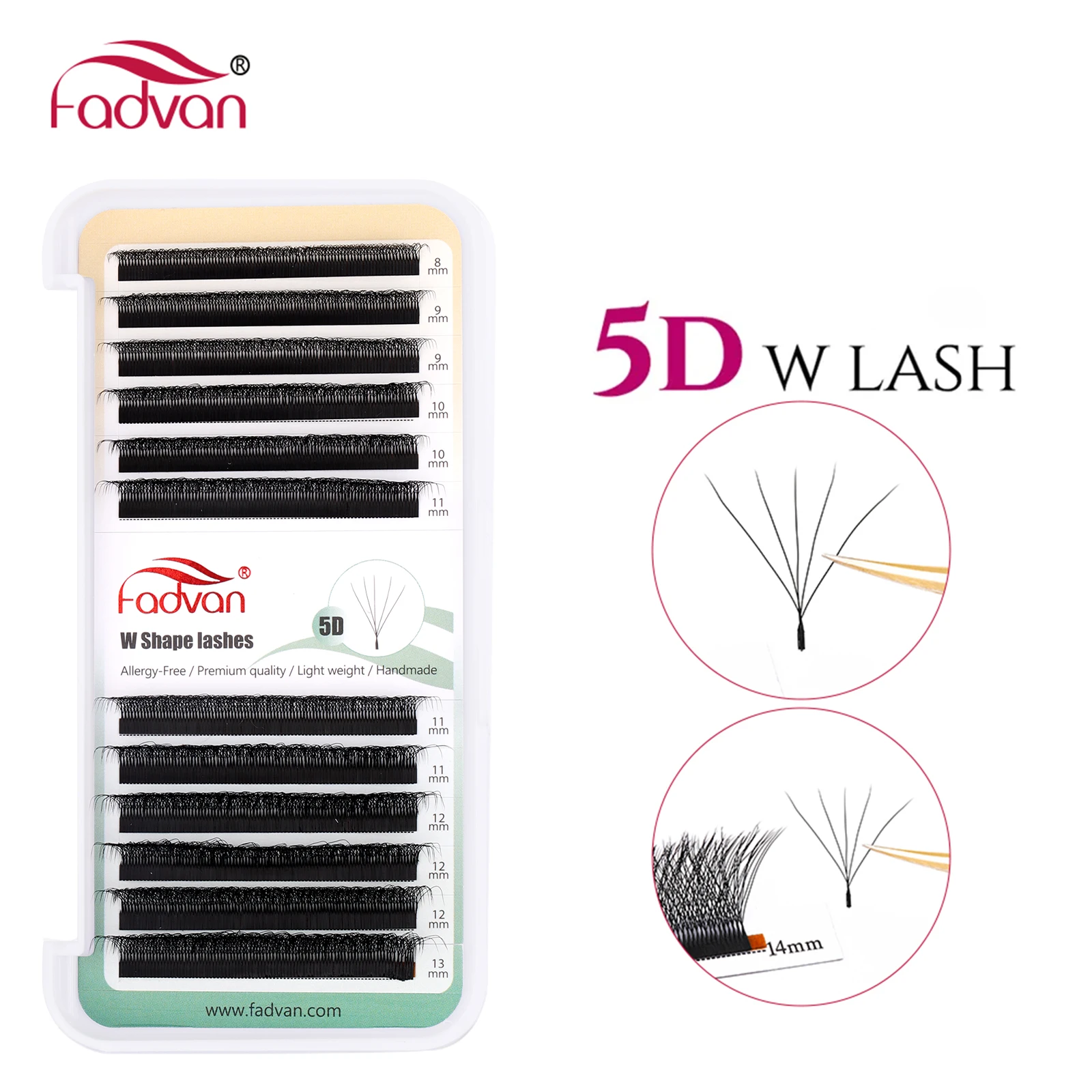 FADVAN New Upgrade 5D W lashes 0.07 C/D W Shape Eyelash Extensions