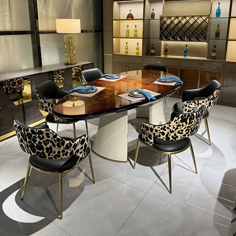 Manufacturer Home Light Leopard Print Dining Room Table Specially Designed for Villa & Hotel Peoject
