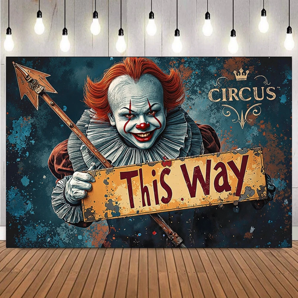 

Horror Themed Halloween Backgrounds for Photographs Scary Clown Bloody Backdrop Kids Adult Halloween Party Decorations Banner
