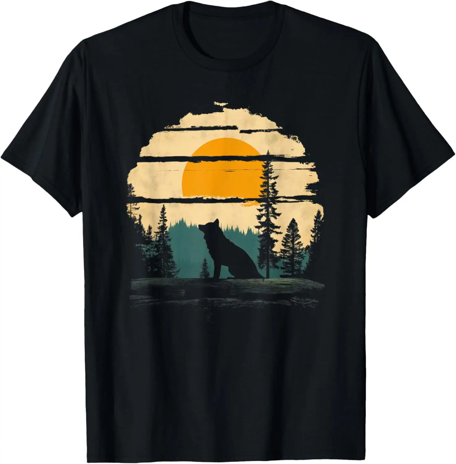 Graphic Tee Forest Nature Wildlife Outdoor Vintage Wolf T-Shirt