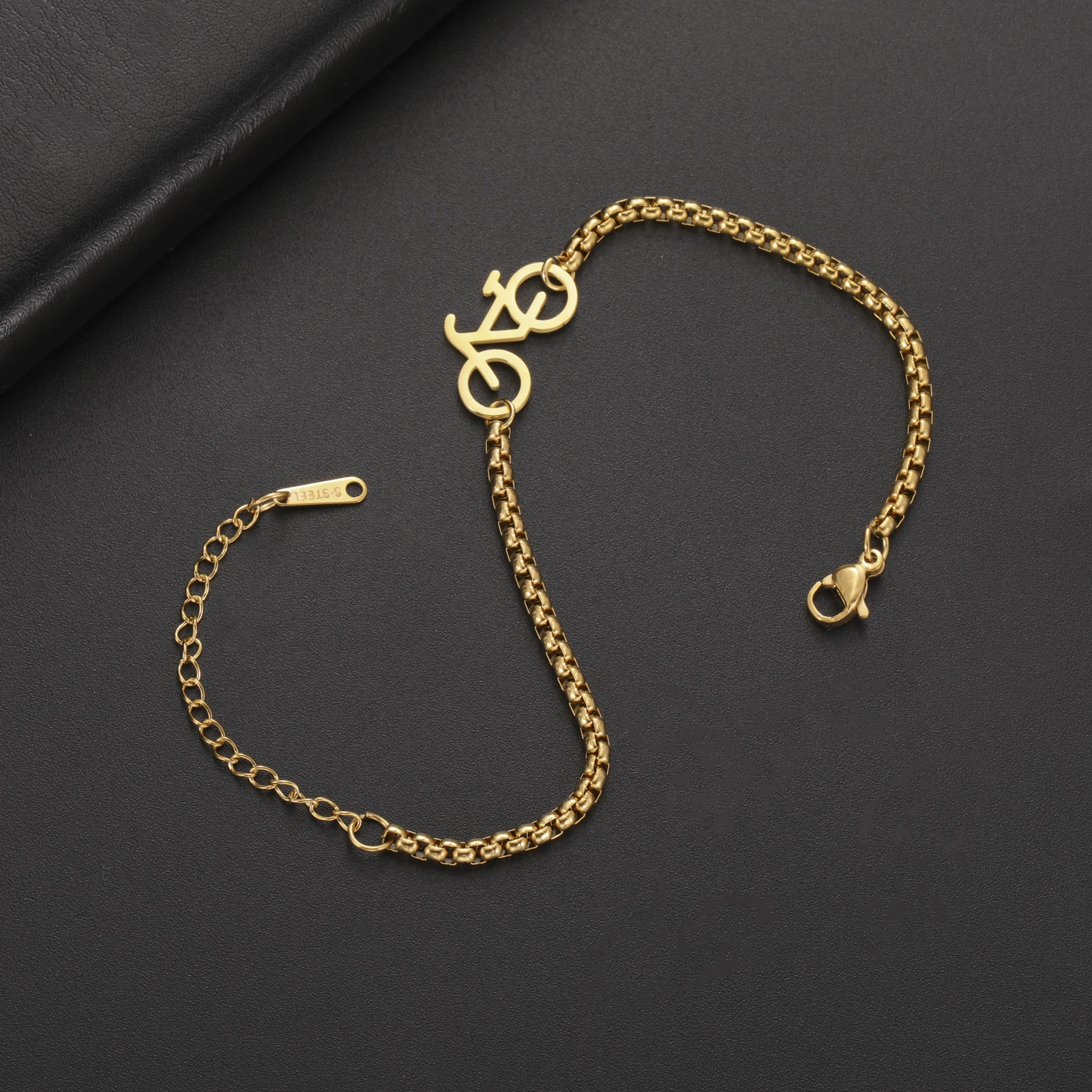 Lemegeton Bicycle Bracelets Stainless Steel Jewelry Cycling Sports Figaro Chain Bangle Women Men Foot Anklets Bike Pendant Gifts
