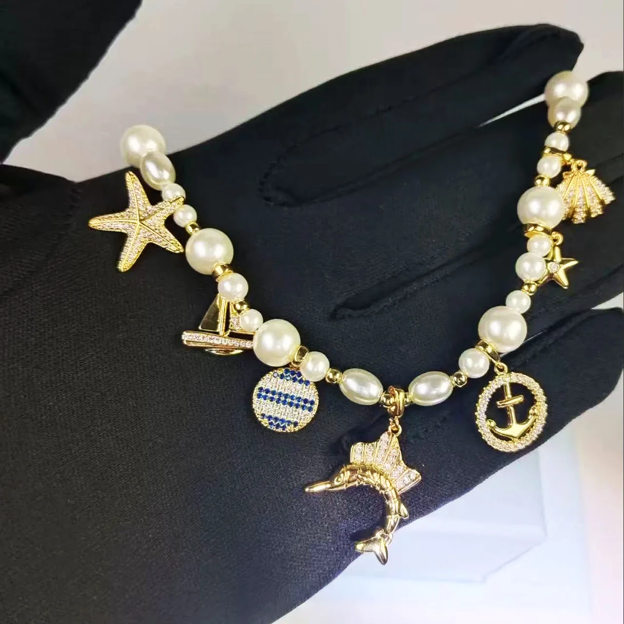 

Jewelry & Accessories Sweet And Romantic Vacation Style Marine Animal Tag Irregular Pearl Necklace As A Team Gift For Women