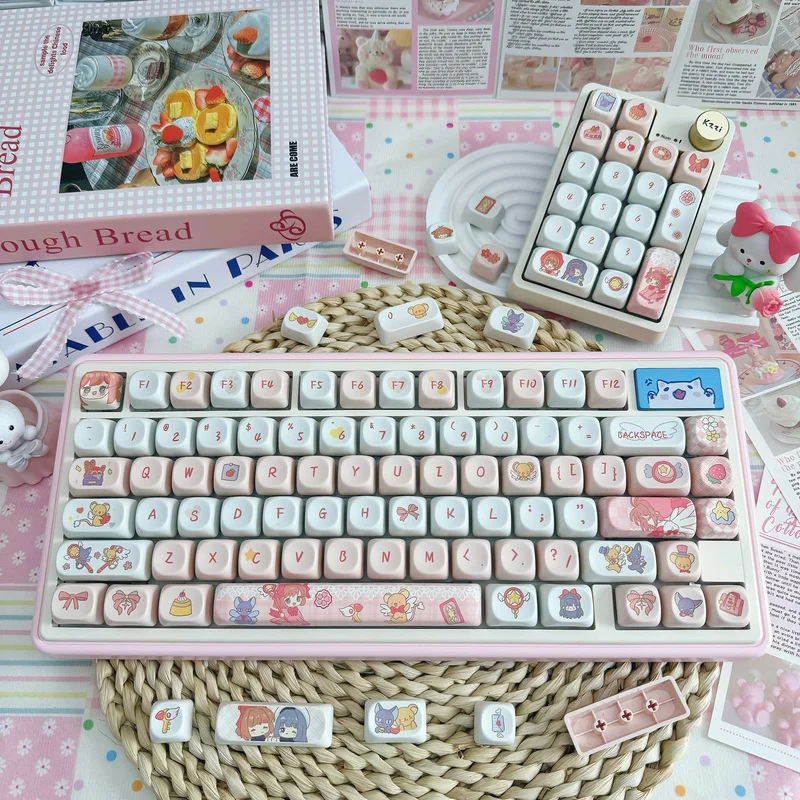 Demon slayer: kimetsu no yaiba kamado nezuko kochou shinobu moa 95 teclas anime acessórios de teclado de sublimação personalizados