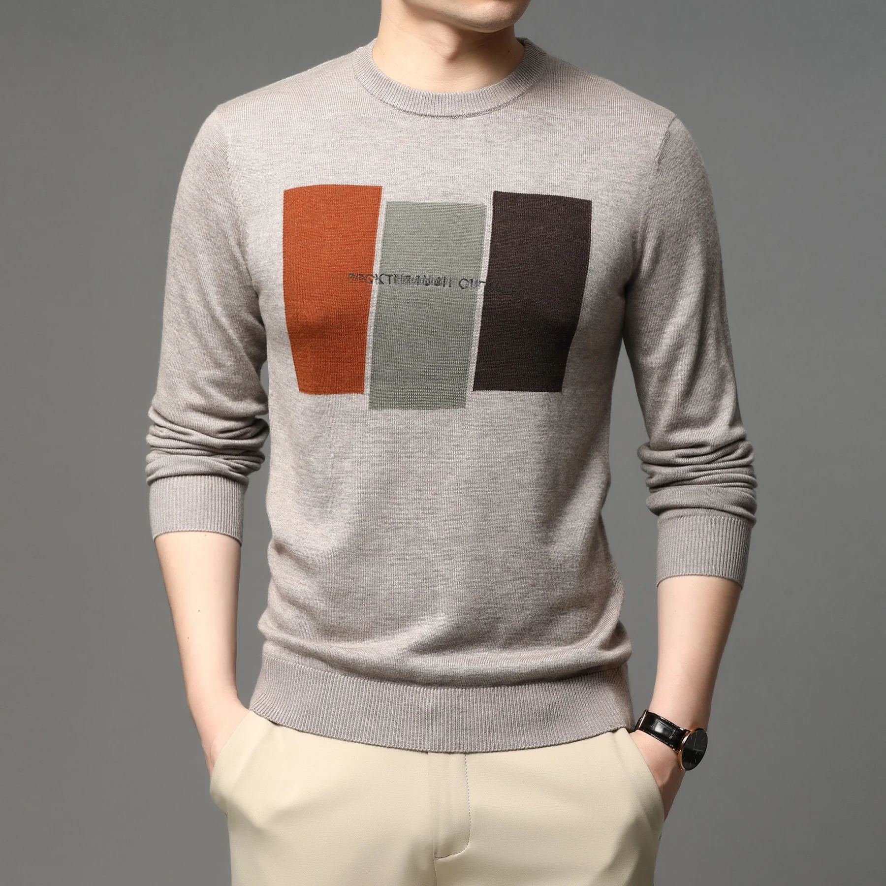 

Мужской облегающий круглый вязаный свитер Ne, повседневный легкий весенне-осенний корейский дышащий мягкий шерстяной свитер Base irt