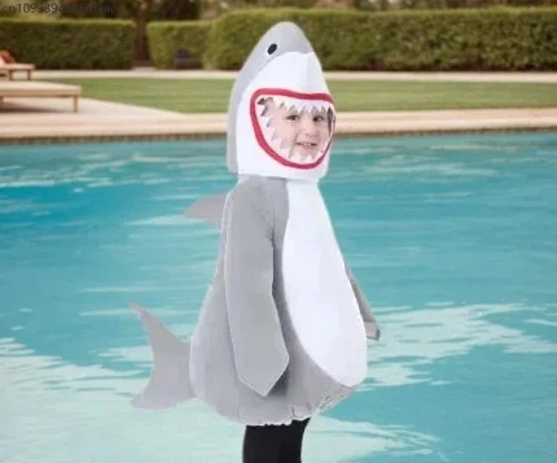 

Big Shark Cosplay Costumes for Baby Children Halloween Christmas Funny Party White Shark Sea Animals Cos Clothing for Gifts