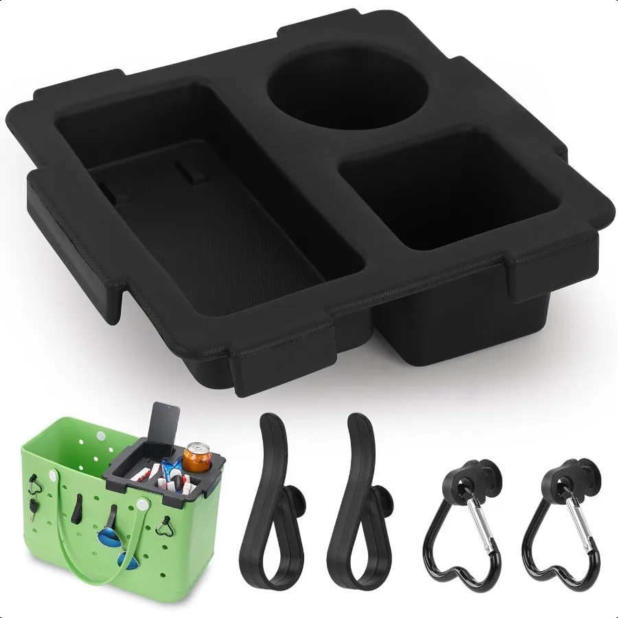 

Topper Tray for XLarge Bogg Bag Cup Holder Snack Organizer Insert with Sunglasses Holder Clips Hooks Fits for Cup WaterResista