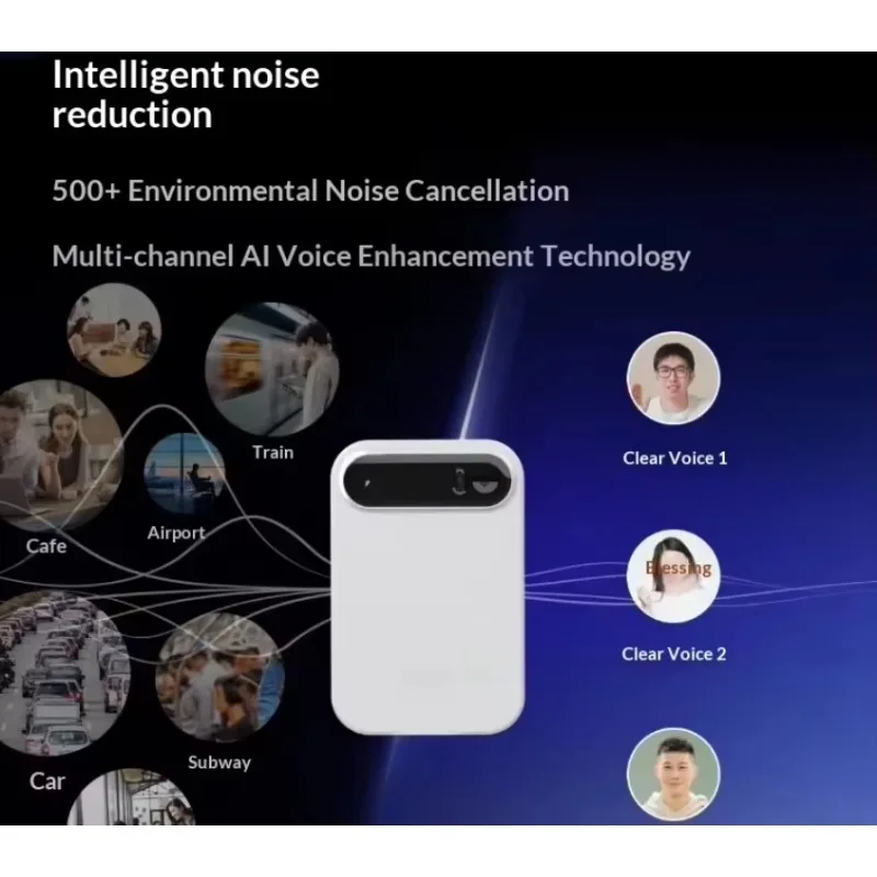 DingTalk A1 Intelligent AI Recorder Conference Microphone Real-Time Transcription Translation Bright Moon Silver for Lab