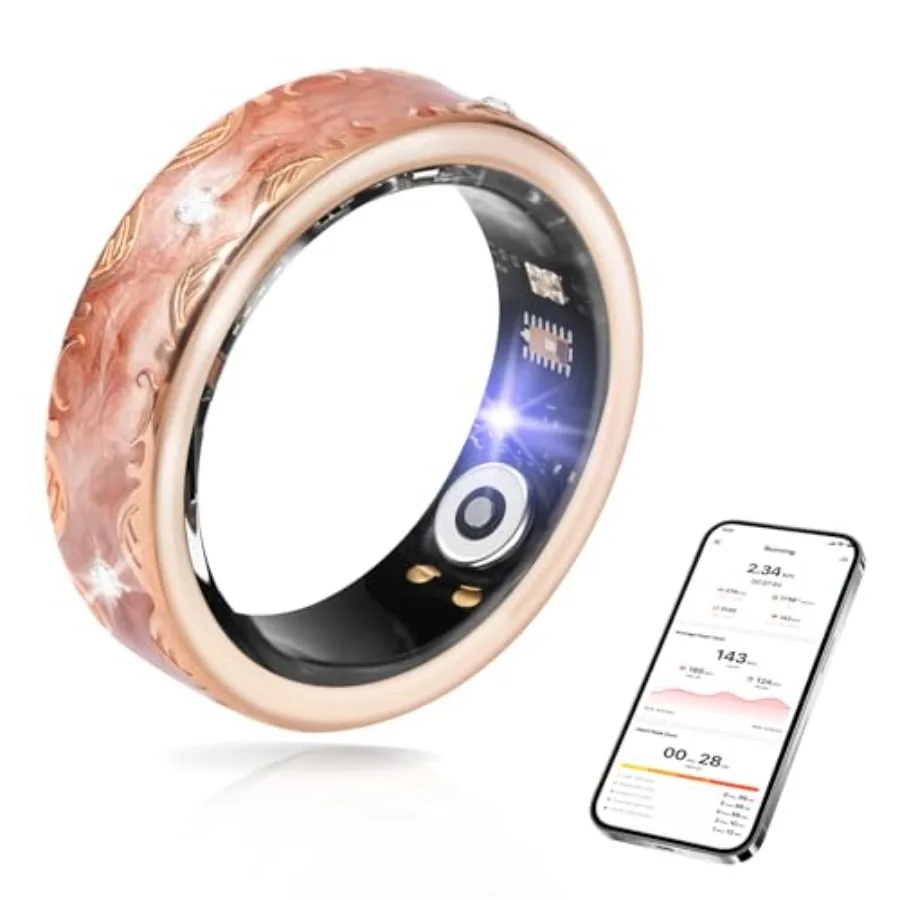 

Smart Ring for Women Men Health Fitness Tracker with Heart Rate Sleep Monitor Blood Oxygen HRV 128 Sports Modes IP68 Waterproof