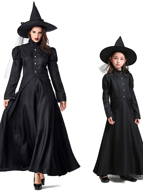 

Black Witch Halloween Costume Parent-Child Matching Outfit Gothic Style Women's Traditional Chinese Stage Performance Clothing