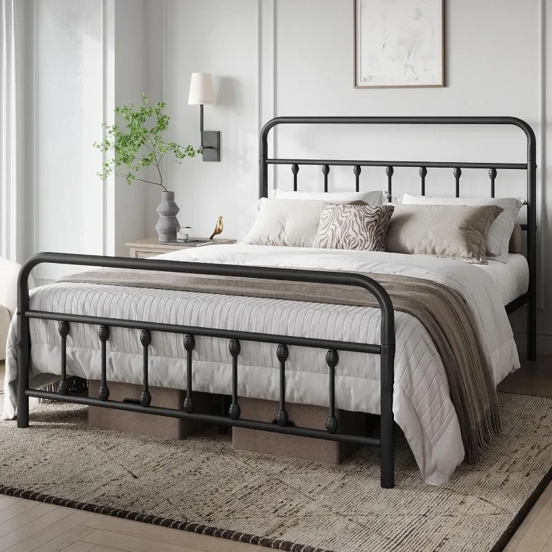 

Metal Platform Bed Frame Mattress Foundation with Iron-Art Headboard/Footboard/Under Bed Storage/No Box Spring Needed